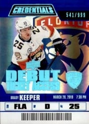 2019-20 Upper Deck Credentials Base Set Brady Keeper #89 card