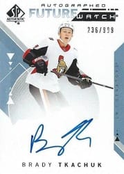 2018-19 SP Authentic Base Set Brady Tkachuk #200 card