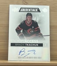2021-22 Upper Deck Credentials Ticket Access Autos Brady Tkachuk #TAA-BT card