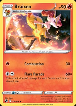 Silver Tempest Braixen #26 card
