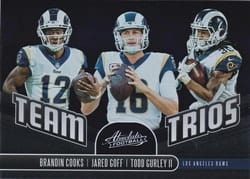 2019 Panini Absolute Team Trios Brandin Cooks / Jared Goff / Todd Gurley II #TT-LA card