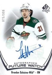 2021-22 SP Authentic Base Set Brandon Duhaime #181 card