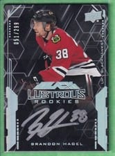 2021-22 SPx 2020-21 Update - UD Black Lustrous Rookie Signatures Brandon Hagel #LS-BH card