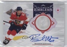 2023-24 Upper Deck Ultimate Collection Ultimate Emblems Autograph Brandon Montour #UE-BM card