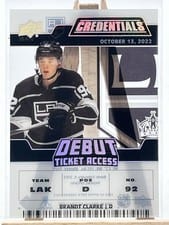 2022-23 Upper Deck Credentials Acetate Debut Ticket Access Brandt Clarke #DTA-BC card