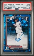 2024 Bowman Chrome Sapphire Edition Chrome Sapphire Prospect Autographs Braylin Morel #CSPA-BM card