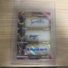 2024 Bowman's Best Triple Autographs Braylin Morel / Paulino Santana / Pablo Guerrero #TA-SGM card