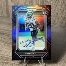 2022 Panini Chronicles Prizm Black Signatures Breece Hall #PB-17 card