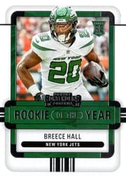 2022 Panini Contenders Rookie of the Year Contenders Breece Hall #ROY-BHA card