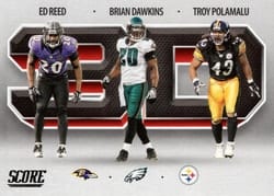 2021 Score 3D Brian Dawkins / Ed Reed / Troy Polamalu #3D3 card