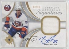 2021-22 Upper Deck Ultimate Collection Ultimate Material Signatures Brock Nelson #UMS-BN card
