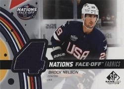 2025-26 SP Game Used 2025 4 Nations Face-Off Fabrics Brock Nelson #4N-BN card
