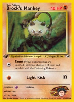 Gym Heroes Brock's Mankey #67 card