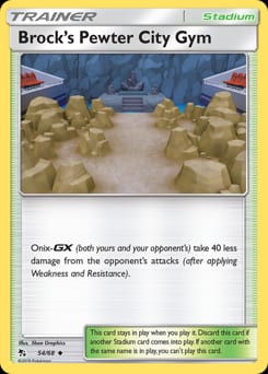 Hidden Fates Brock's Pewter City Gym #54 card