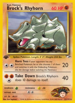 Gym Heroes Brock's Rhyhorn #22 card