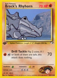 Gym Heroes Brock's Rhyhorn #70 card