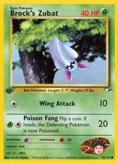 Gym Heroes Brock's Zubat #74 card