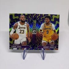 2024 Panini Donruss Optic Optical Illusions Bronny James Jr. / LeBron James Purple #2 card