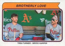2023 Topps Heritage Combo Cards Brotherly Love (Trea Turner / Bryce Harper) CC #CC-10 card