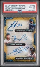 Bryan Acuña / Luisangel Acuña / Ronald Acuña Jr. 2022 Bowman Sterling Triple Refractor Autographs card