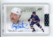 2023-24 Upper Deck Clear Cut Clearly Revered Autos Bryan Trottier #CR-BT card
