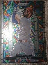 2022 Panini Prizm Stained Glass Bryce Harper White Wave Prizm #SG-4 card