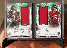2024 Topps Inception Dual Rookie Relic Autographed Book Bucky Irving / Jalen McMillan #DRRBC-IM card