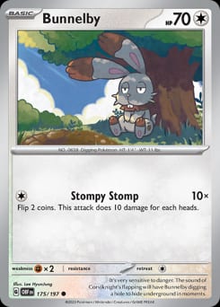 2023 Obsidian Flames Bunnelby #175 card