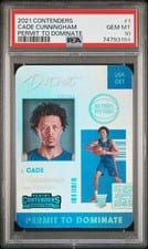 2021-22 Panini Contenders Permit to Dominate Cade Cunningham #1 card