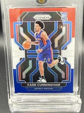 2021 Panini Prizm Cade Cunningham Red White Blue Prizm #282 card