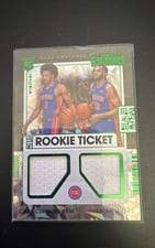 2021-22 Panini Contenders Rookie Ticket Dual Swatches Cade Cunningham / Isaiah Livers #RT2-DET card