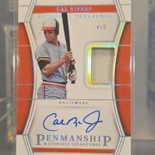 2023 Panini National Treasures Penmanship Materials Signatures Cal Ripken #5 card