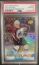 Cale Makar 2019 Upper Deck #493 Speckled Rainbow Foil card