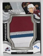 2022-23 Upper Deck Premier Premier Mega Patch Chest Logos Cale Makar #PMP-MA card