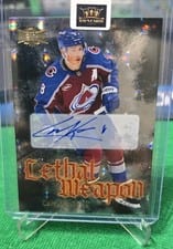 2025-26 SkyBox Metal Universe Lethal Weapon Auto Cale Makar #LW-8 card