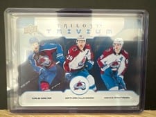 2023-24 Upper Deck Trilogy Trivium Cale Makar/Nathan MacKinnon/Mikko Rantanen #TR-24 card