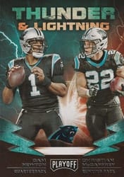 2019 Panini Playoff Thunder & Lightning Cam Newton / Christian McCaffrey #8 card