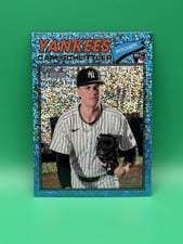 2026 Topps Heritage Cam Schlittler Light Blue Sparkle Chrome #222 card