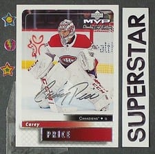 2019 Upper Deck MVP Carey Price Stanley Cup Edition 20th Anniversary Silver Script #92 card