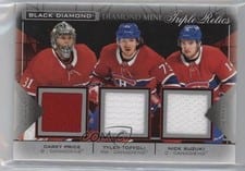 2021-22 Upper Deck Black Diamond Diamond Mine Triple Relics Carey Price/Tyler Toffoli/Nick Suzuki #DMTR-MON card