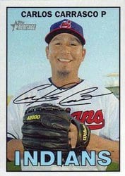 2016 Topps Heritage Base Set Carlos Carrasco #121 card