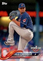 2018 Topps Opening Day Base Set Carlos Carrasco #37 card