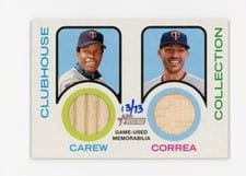 2022 Topps Heritage Clubhouse Collection Dual Relics Carlos Correa / Rod Carew #CCD-CC card