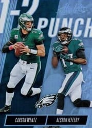 2018 Panini Absolute 1-2 Punch Carson Wentz / Alshon Jeffery #OTP-CA card