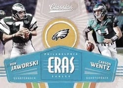 2018 Panini Classics Eras Carson Wentz / Ron Jaworski #3 card