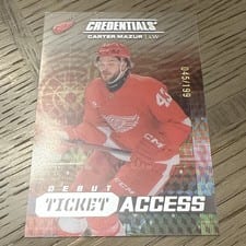2025-26 Upper Deck Credentials Acetate Debut Ticket Access Carter Mazur #DTAA-CM card