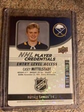 2018 Upper Deck MVP NHL Player Credentials Entry Level Access Casey Mittelstadt #NHL-MI card