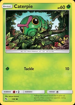 2019 Hidden Fates Caterpie #1 card