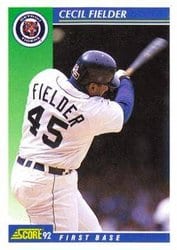 1992 Score Base Set Cecil Fielder #50 card