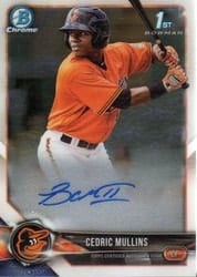 2018 Bowman Chrome Prospect Autographs Cedric Mullins #CPA-CM card